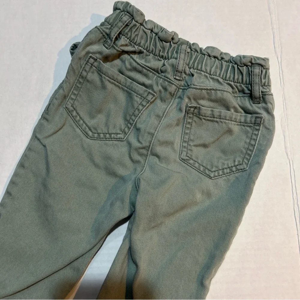 OshKosh B'gosh Sage Green Kids Paperbag Waist Pants Carpenter Pockets Size 12M‎